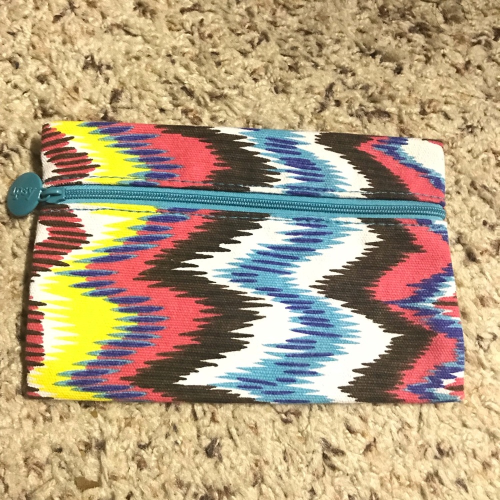 Ipsy Multicolored Chevron Makeup/Cosmetic Bag